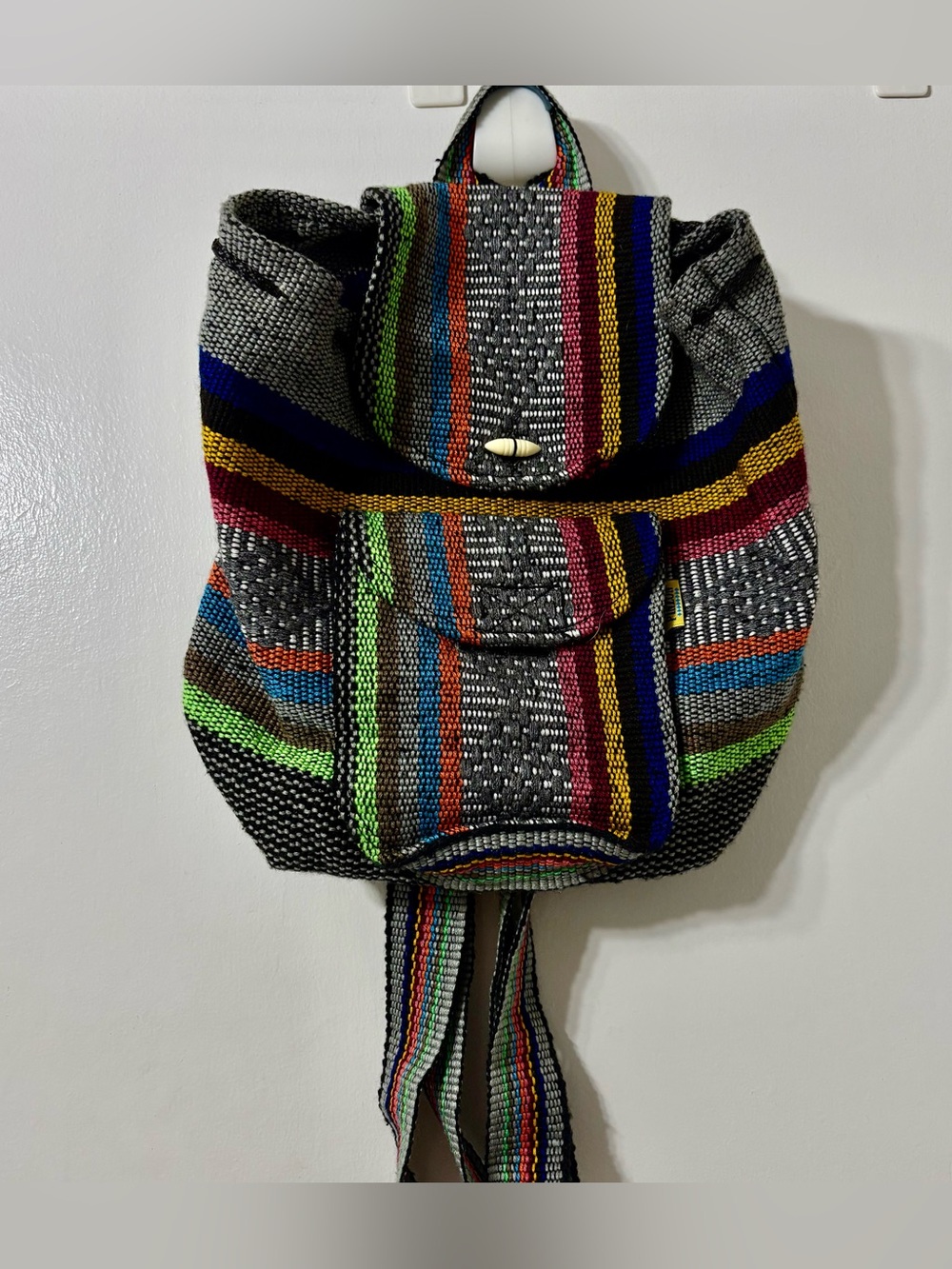 Artesanias Pinzon Multicolor Striped Mexican Blanket Style Backpack